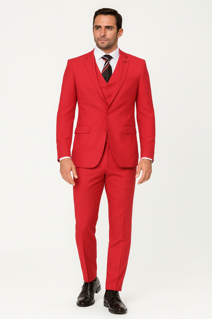 Extra Slim Fit Suit Mens Slim Fit Suit - Fitted Suit - Skinny Suit Red Tapered Fitted European Cut Suit