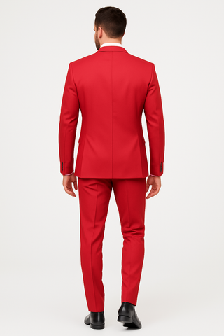 Extra Slim Fit Suit Mens Slim Fit Suit - Fitted Suit - Skinny Suit Red Tapered Fitted European Cut Suit