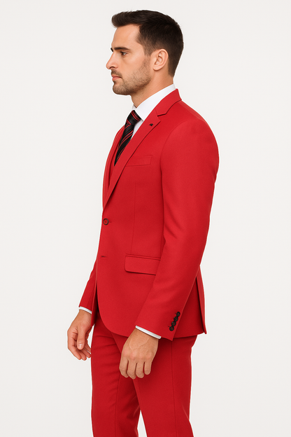 Extra Slim Fit Suit Mens Slim Fit Suit - Fitted Suit - Skinny Suit Red Tapered Fitted European Cut Suit