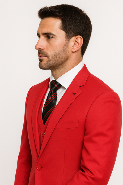Extra Slim Fit Suit Mens Slim Fit Suit - Fitted Suit - Skinny Suit Red Tapered Fitted European Cut Suit