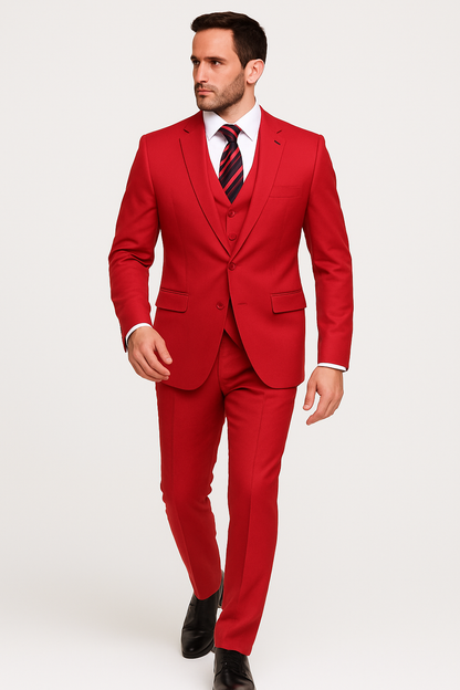 Extra Slim Fit Suit Mens Slim Fit Suit - Fitted Suit - Skinny Suit Red Tapered Fitted European Cut Suit