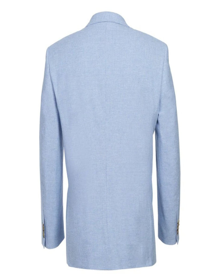 Mens Classic Two Button Linen & Cotton Summer Sport Coat Sky Blue Blazer - Men's Tuxedo USA