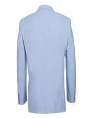 Mens Classic Two Button Linen & Cotton Summer Sport Coat Sky Blue Blazer