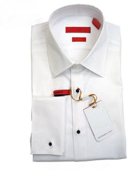 Mens White Lay-Down Reg or Slim-Fit Tuxedo Shirt