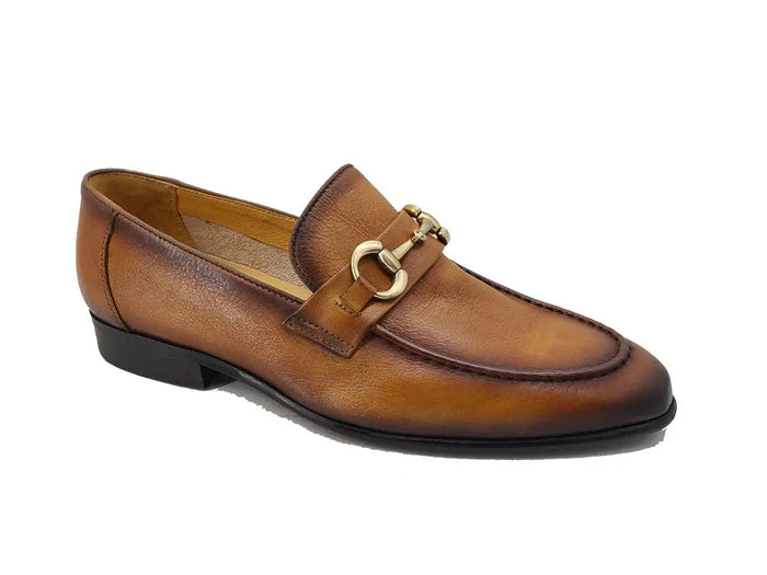 Carrucci Soft Calf Leather with gold horse bit