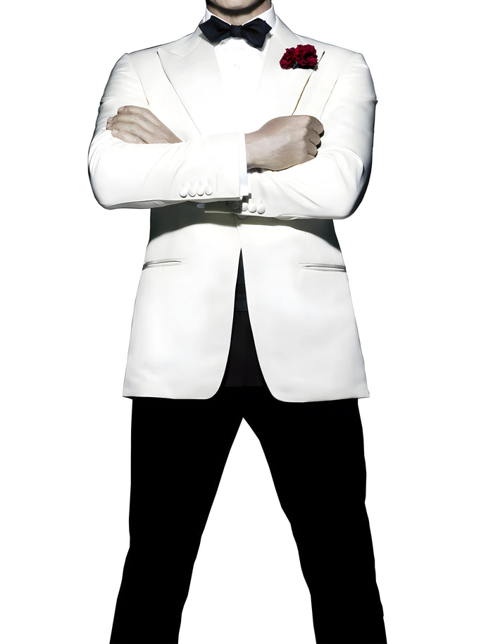 Men’s SPCTR Ivory White Tuxedo Suit – Premium Wedding and Special Occasion Suit