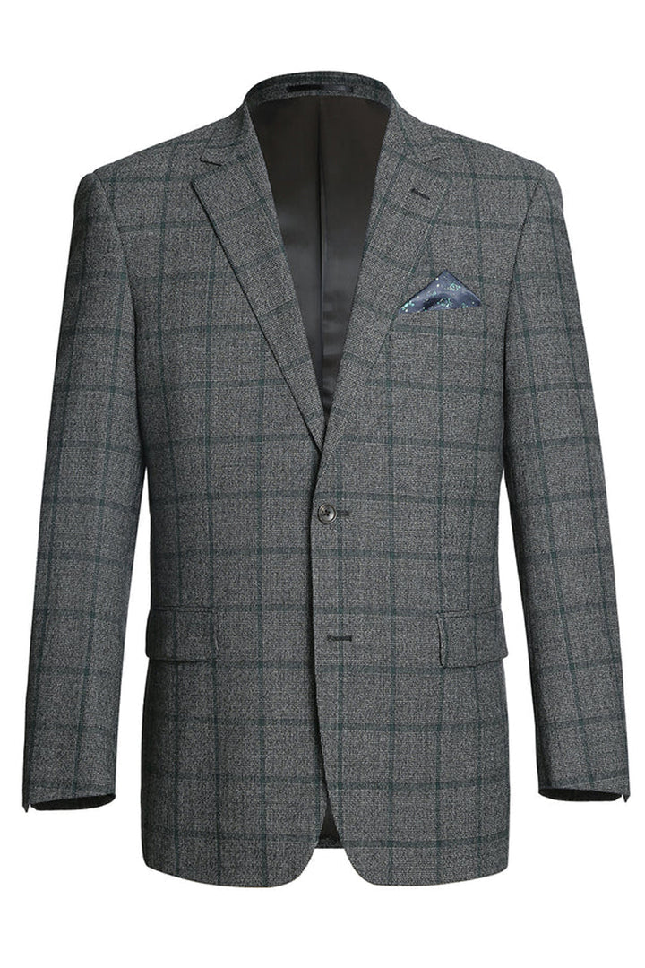 Saco vaquero - Western Sport Coat - Western Blazer - Mens Two Button Classic Fit Wool Sport Coat Blazer In Brown & Olive Gren Windowpane Plaid