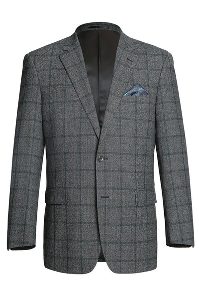 Saco vaquero - Western Sport Coat - Western Blazer - Mens Two Button Classic Fit Wool Sport Coat Blazer In Brown & Olive Gren Windowpane Plaid