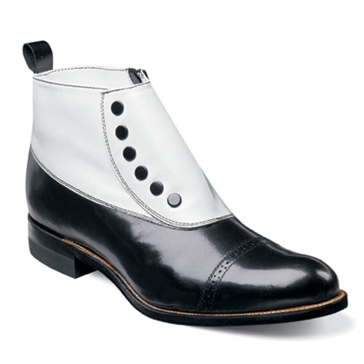 Stacy Adams Madison Black White Spat Cap Toe Ankle Boot