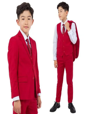 Exclusive Stacy Adams 5pc Boys Suit Slim-Fit, Red - Men's Tuxedo USA