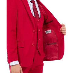 Exclusive Stacy Adams 5pc Boys Suit Slim-Fit, Red - Men's Tuxedo USA