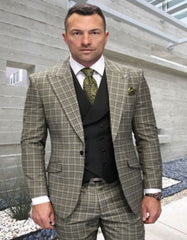 statement-suits-wool-suits-peak-lapel-suits-ticket-pocket-modern-fit-olive-suit