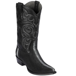 Los Altos Boots - Mens Dress Cowboy Boot - Low Priced Stingray Full Stone Snip Toe Boots- in Black