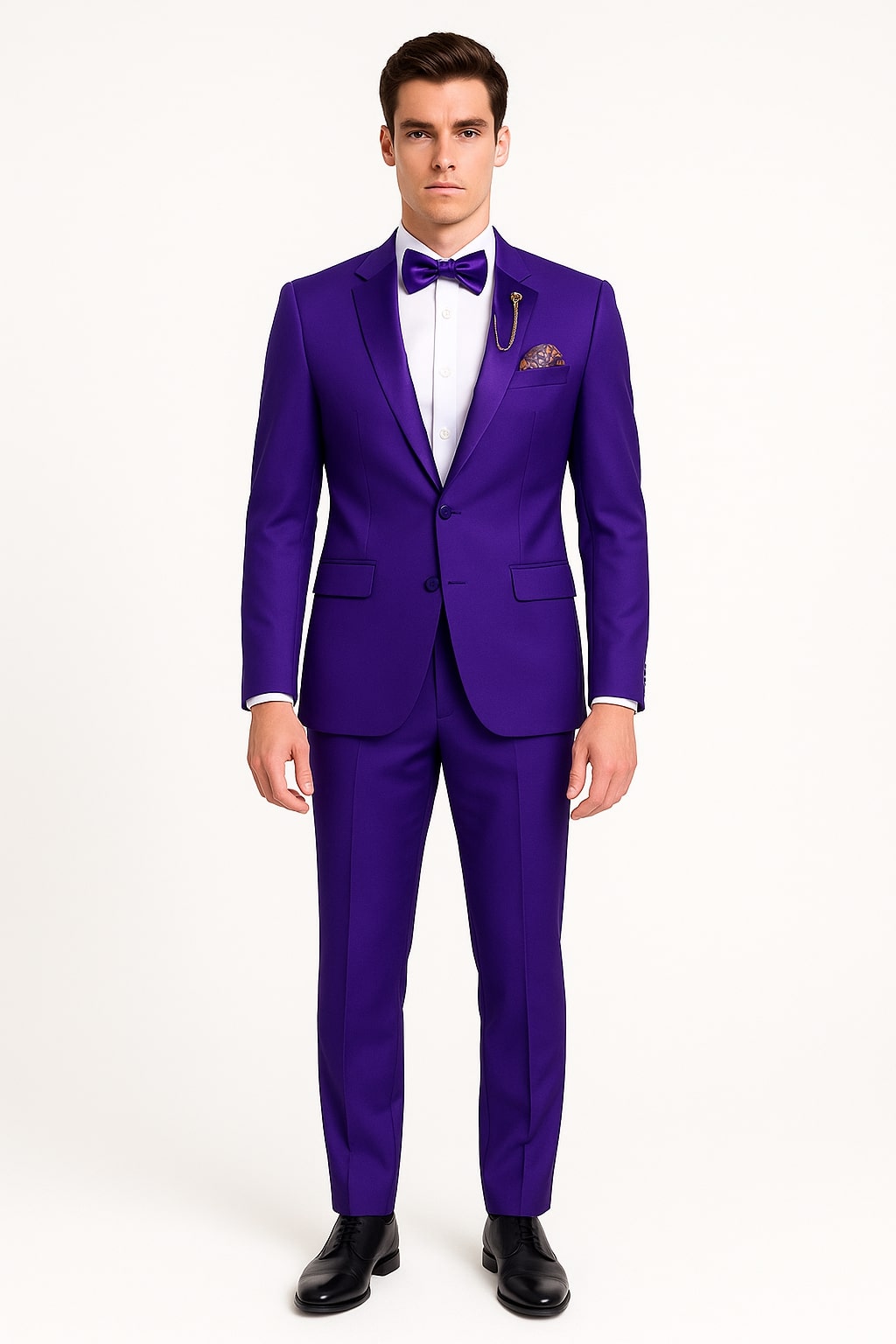 Purple Tuxedo Suit for Men  Stylish Two-Piece Prom and Wedding Suit with Matching Satin Lapel