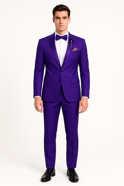 Purple Tuxedo Suit for Men  Stylish Two-Piece Prom and Wedding Suit with Matching Satin Lapel
