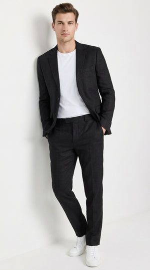 Men’s Black 2-Piece Linen Suit – Lightweight Wedding, Beach and Summer Formal Suit