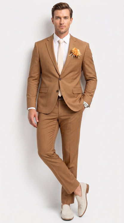 Men’s Rust Brown 2-Piece Wedding Suit – Modern Groom Suit for Fall, Outdoor and Formal Events