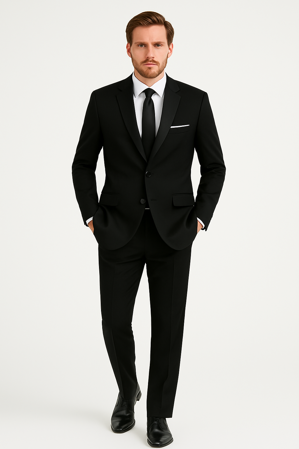 Mens Affordable 2 Button Classic Tuxedo in Black