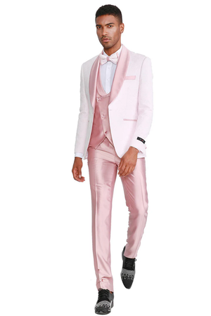 Mens Easter Suit - Jacket and Pants in Summer Color Pink Slim Fit Light Weight