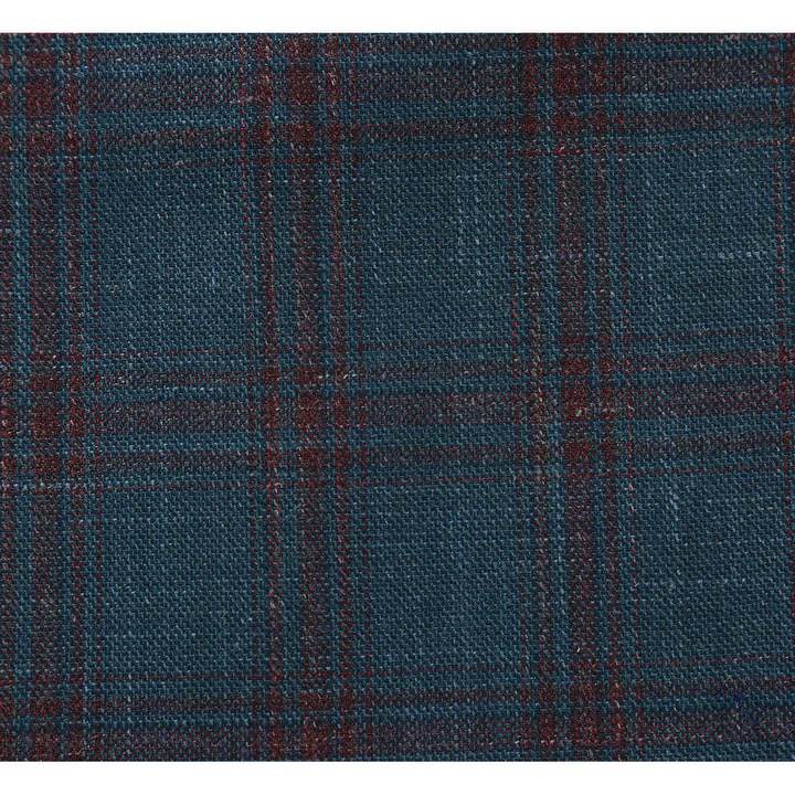 Saco vaquero - Western Sport Coat - Western Blazer- Mens Classic Fit Two Button Wool & Linen Sport Coat Blazer In Teal Blue Windowpane Plaid