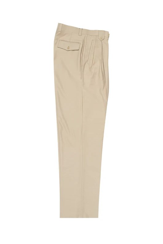Tiglio Luxe Tan Wide Leg, Pure Wool Dress Pants 2576 TIG1004