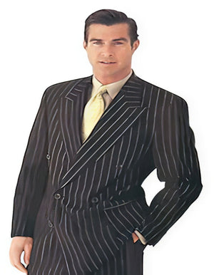 Brand New Black Pinstripe Double Breasted Suit Super 120s Acrylic/Rayon Developed By NASA