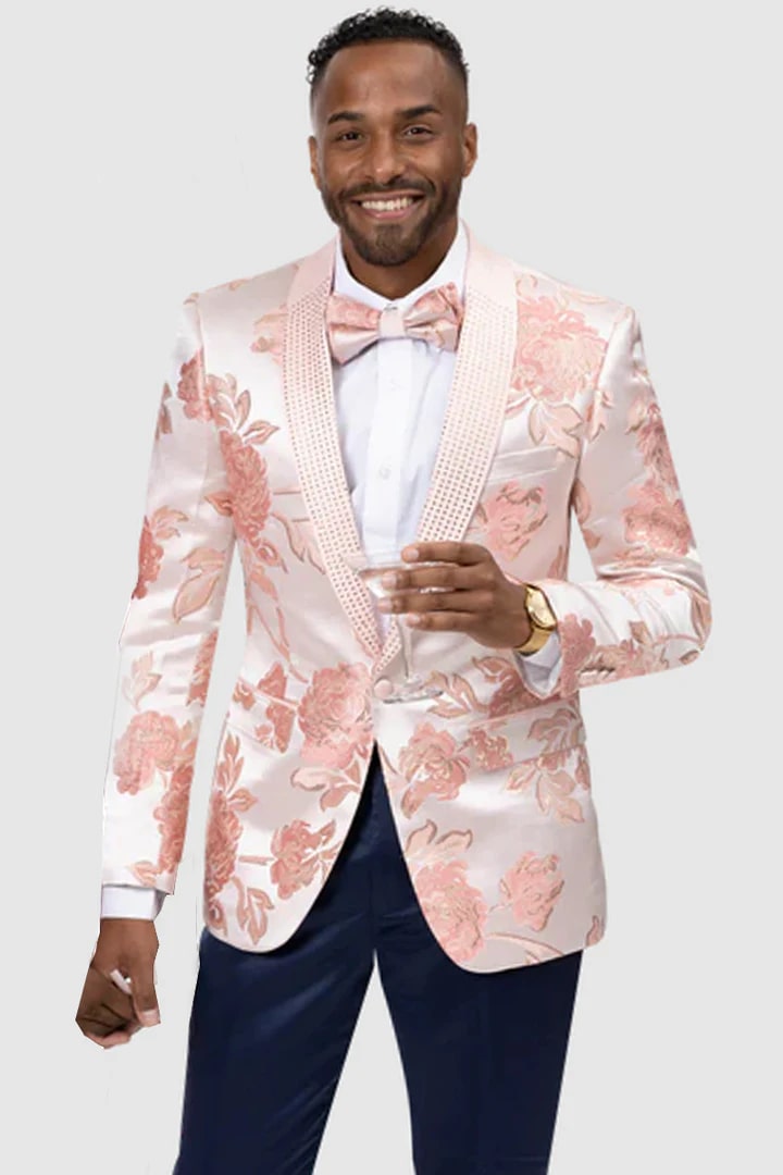 Mens Paisley Shawl Prom Tuxedo Dinner Jacket in Pink main image 0