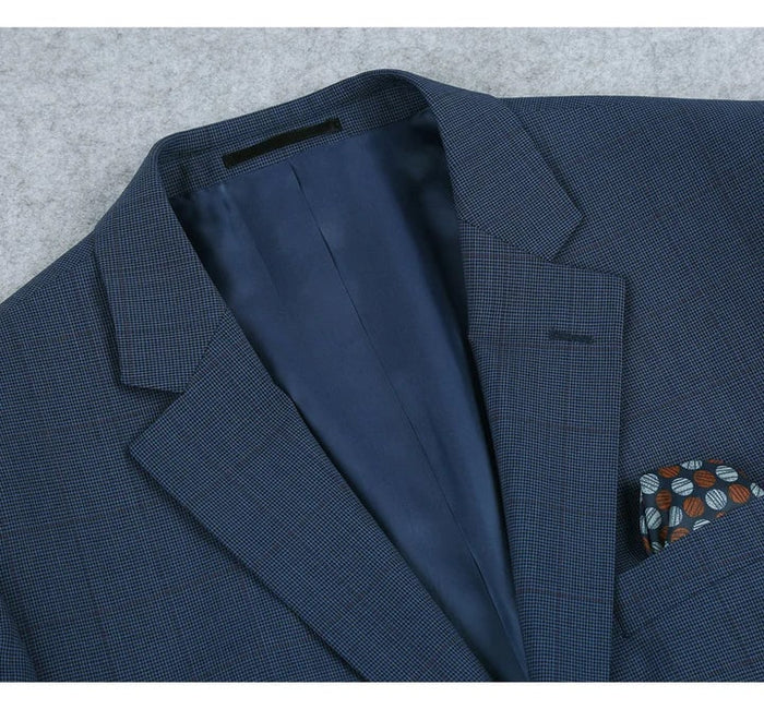 Saco vaquero - Western Sport Coat - Western Blazer - Mens Two Button Classic Fit Wool Sport Coat Blazer In Steel Blue Windowpane Plaid