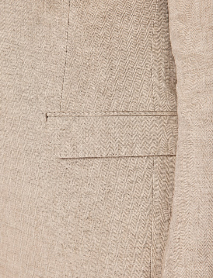 Mens Linen Suit For Beach Wedding - Summer  Suit in Natural Herringbone Tailored Fit - Men's Tuxedo USA