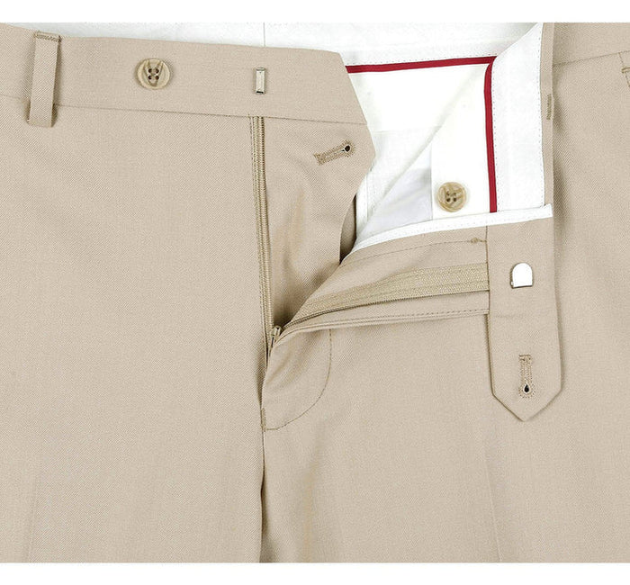Mens Basic Two Button Classic Fit Suit with Optional Vest in Light Tan Beige - Men's Tuxedo USA