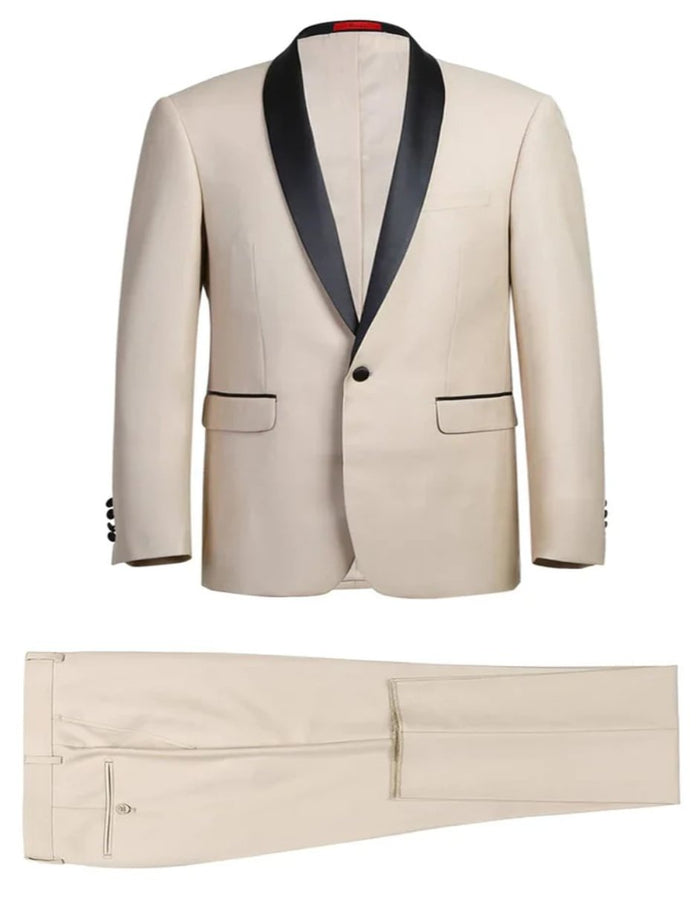 Mens Khaki Color Tuxedo - Mens Traditional Slim Fit Shawl Collar Tan Tuxedo - Men's Tuxedo USA