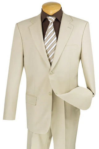 Mens 2 Button Classic Poplin Suit in Beige