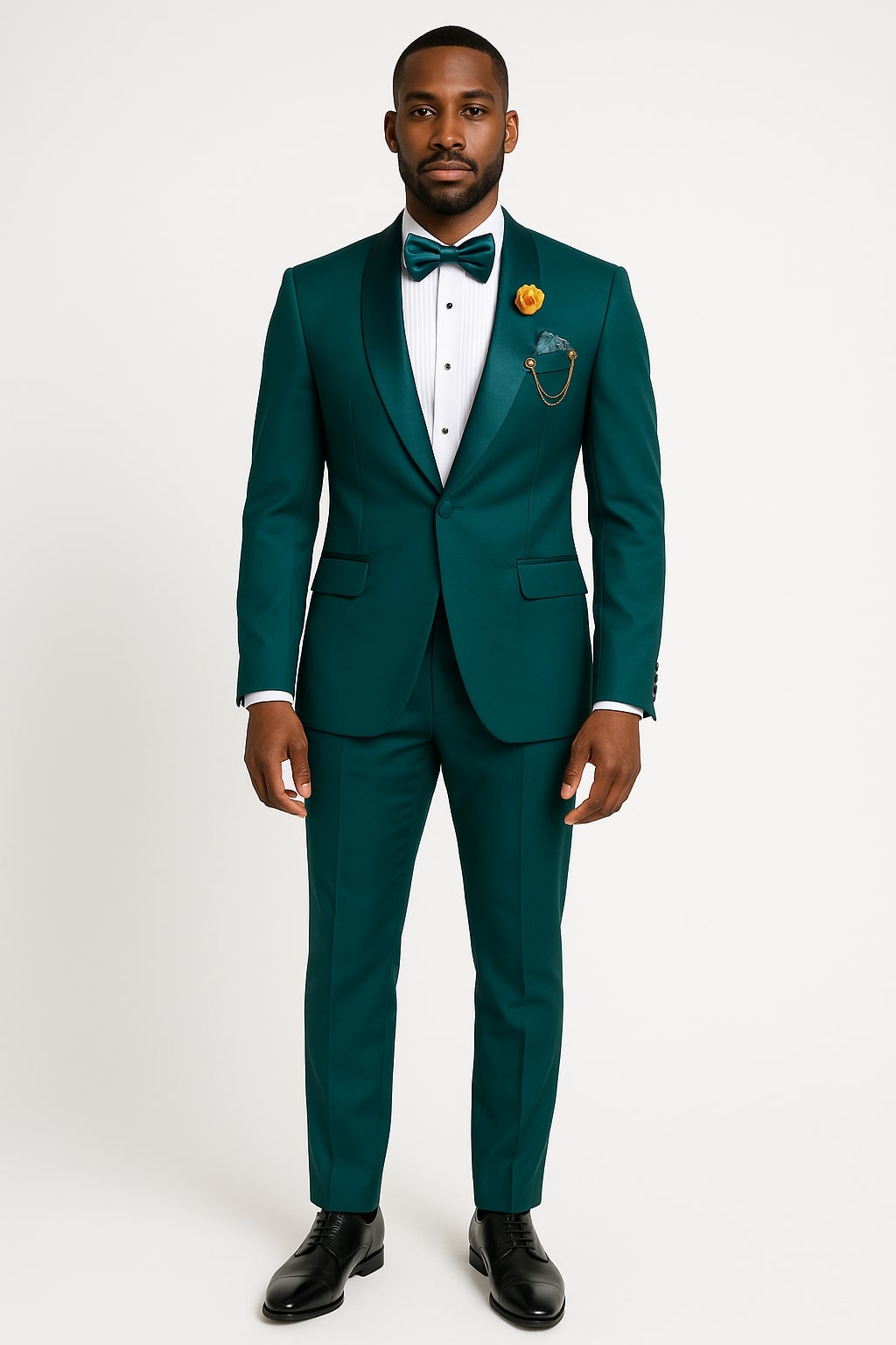 34 Teal Green Tuxedo Suit for Men – Satin Shawl Lapel Prom and