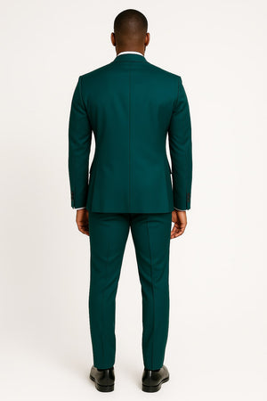 Teal Green Tuxedo Suit for Men  Satin Shawl Lapel Prom and Wedding Suit