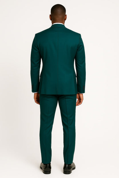 Teal Green Tuxedo Suit for Men  Satin Shawl Lapel Prom and Wedding Suit