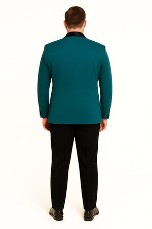 Teal Velvet Tuxedo for Men  One Button Black Satin Lapel Formal Suit with Bow Tie