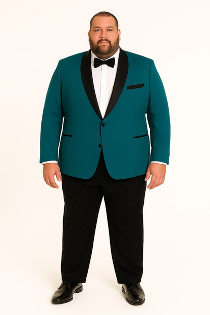 Teal Velvet Tuxedo for Men  One Button Black Satin Lapel Formal Suit with Bow Tie