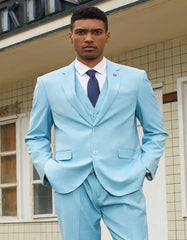 Men's Stacy Adam's Two Button Fancy Vested Teal Green Suit