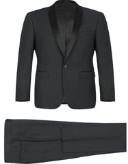 Black Tuxedo - Mens Wedding Suit Welt Chest Pocket Zip Fly Pants - Black Prom Suit - Men's Tuxedo USA