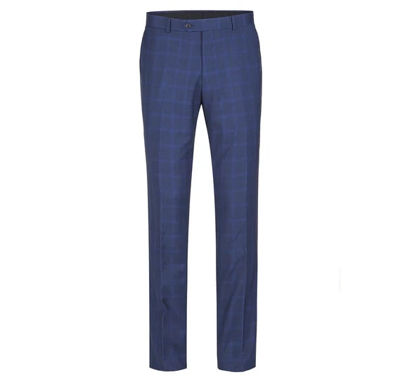 Renoir Clothing - Renoir Suit - Renoir Fashion - Performance 2-button Slim Fit Tonal Blue Windowpane Renoir Suit