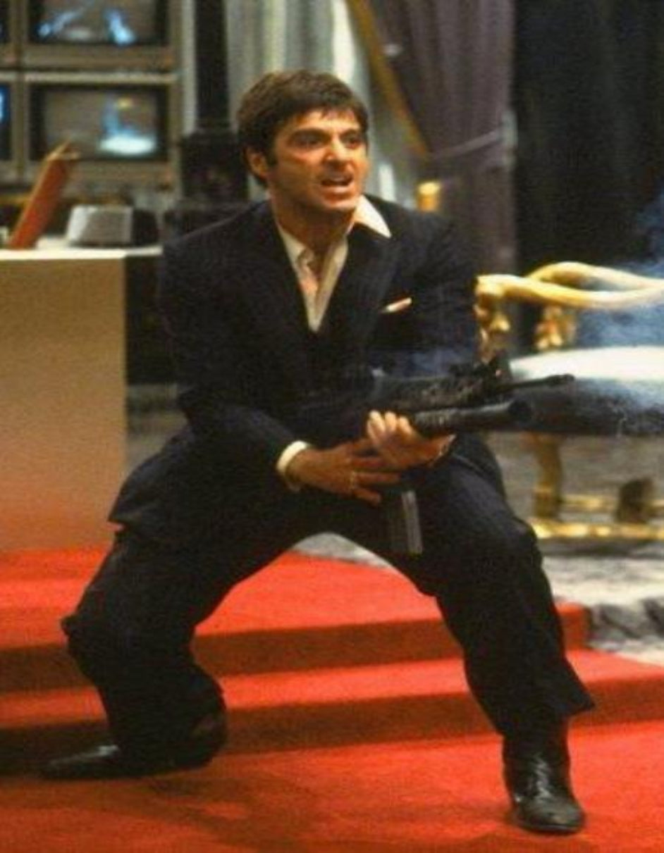 Tony Montana Suit Black Pinstripes Pattern Scarface Suit