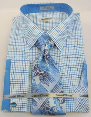 Mens Fashion Dress Shirts And Ties Turquoise Blue Colorful Men's Dress Shirt - Men's Tuxedo USA