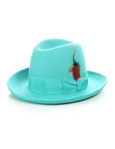 1920s men's Hat - Gangster Hat - 20s Dress Wool Hat Turquoise - Men's Tuxedo USA