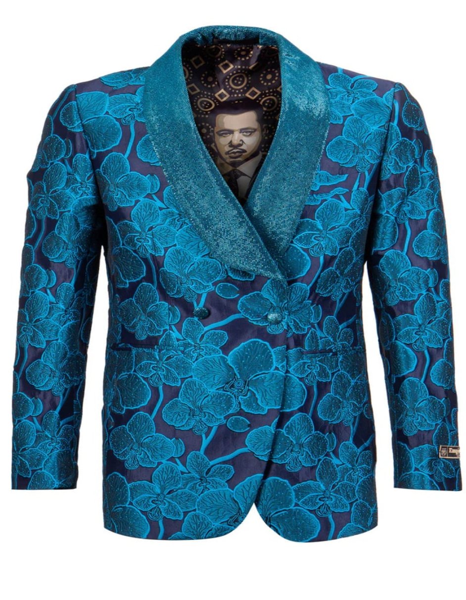 Double Breasted Tuxedo Jacket - Double Breasted Turquoise Dinner Jacket