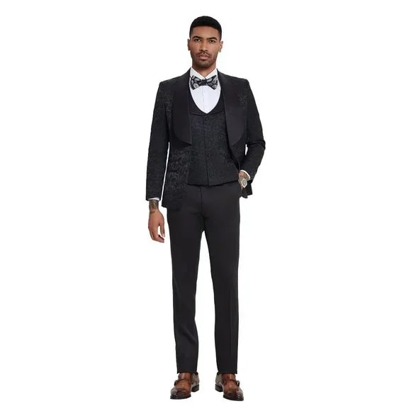 Bryan Michaels Slim Fit 3-PC One Button Tuxedo, Black