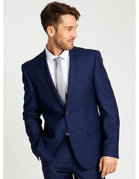 Men's Navy Two Buttons side vented suit