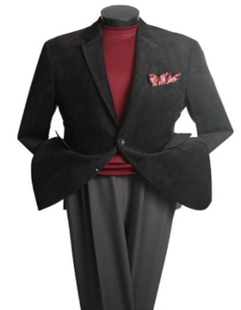 Men's 2 Buttons Classic Corduroy Cheap Priced Unique Dress Blazer Jackets For Men Sale Black