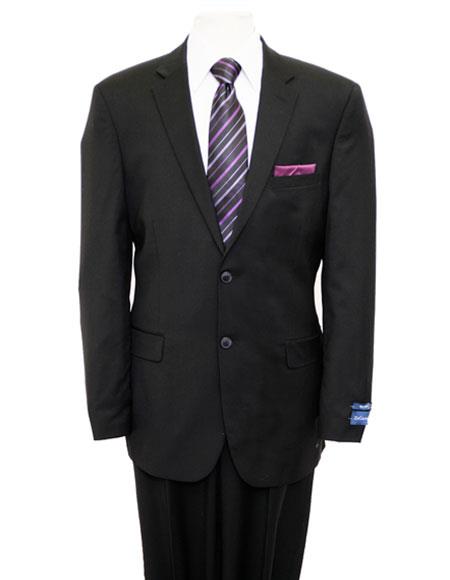 Designer Affordable Inexpensive Men's Two Buttons Solid Black  Suit Flat Front Pant