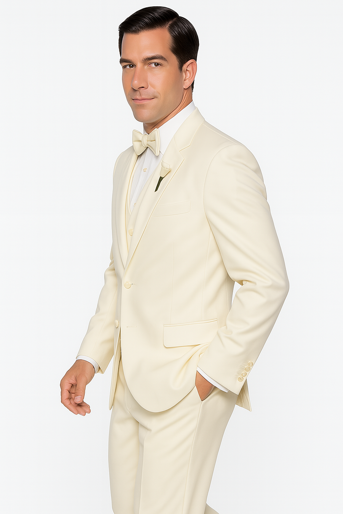 Off White~Ivory~Cream Men'S 2 Button Style Tuxedo Dress Suits