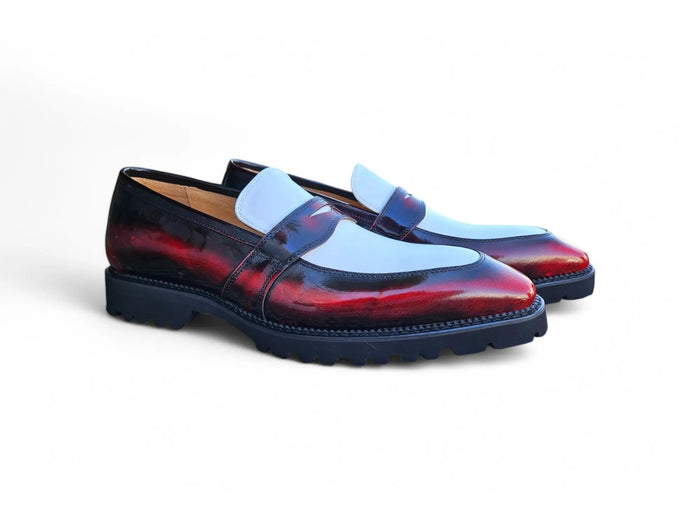 Carrucci Two Tone Patent Leather Penny Loafer